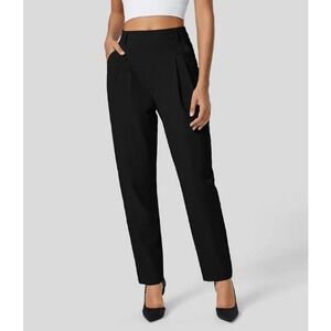 Halara Suit Pants XS High Waisted Side Pocket Tapered Work Cotton Black NWT